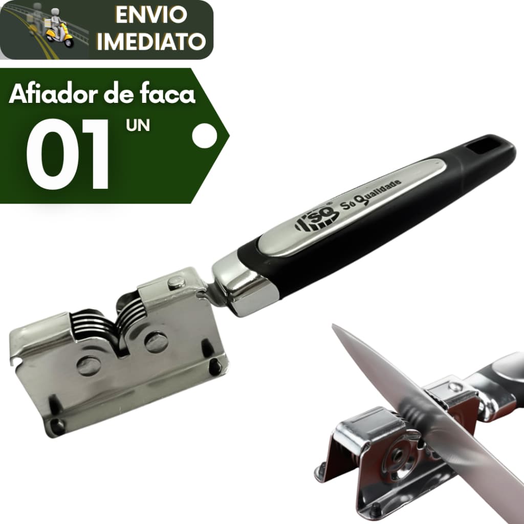 Amolador e Afiador de Faca Afia Facas Profissional de Inox para Utensílios Cozinha Churrasco