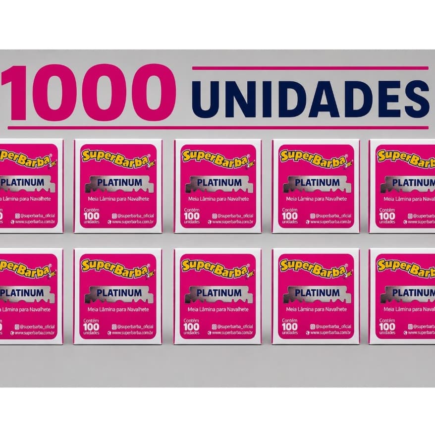 Lâmina De Barbear Super Barba  PLATINUM Rosa 10 Caixa C/100 Metades