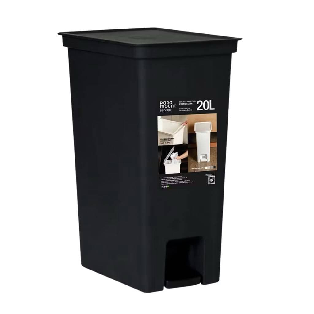 Lixeira De Pedal 20 Litros Grade Compacta Com Aro Suporte Esconde Sacola Para Cozinha | Banheiro Fly
