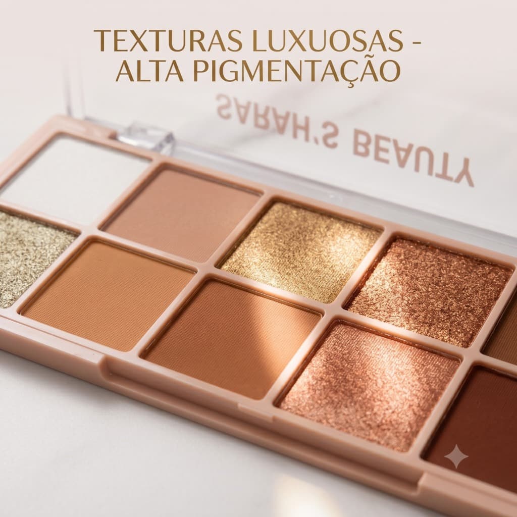 Sarah's Beauty Paleta de Sombras 12 Cores Alta Pigmentação Textura Macia Fácil Aplicação e Fixação Perfeita Envio Rápido