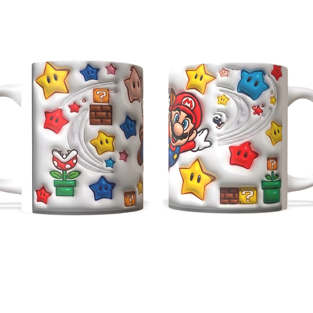 Caneca Super Mario Bros Gamer | Coleção Mario, Luigi, Yoshi, Bowser e Personagens | Cerâmica 325ml