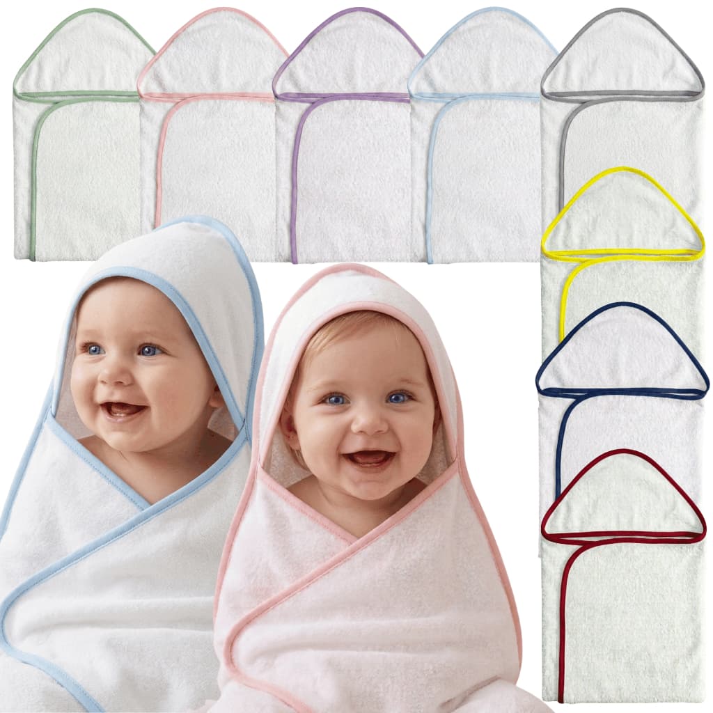 Toalha de Banho Bebe com Capuz Forrada com Fralda Lisa com Viés Colorido Tecido Felpudo Absorvente