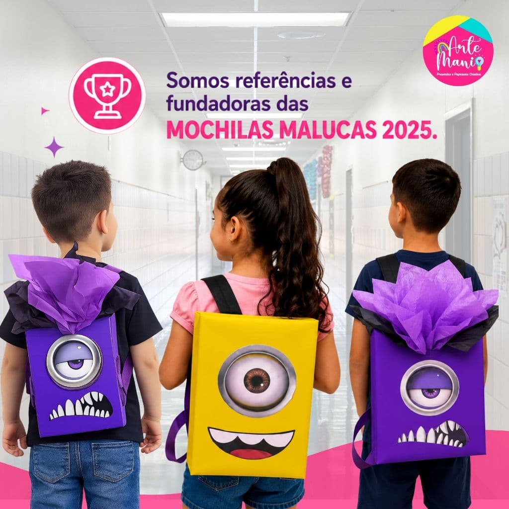 Mochila Maluca Minions Infantil 40x24xcm l Já Pronta