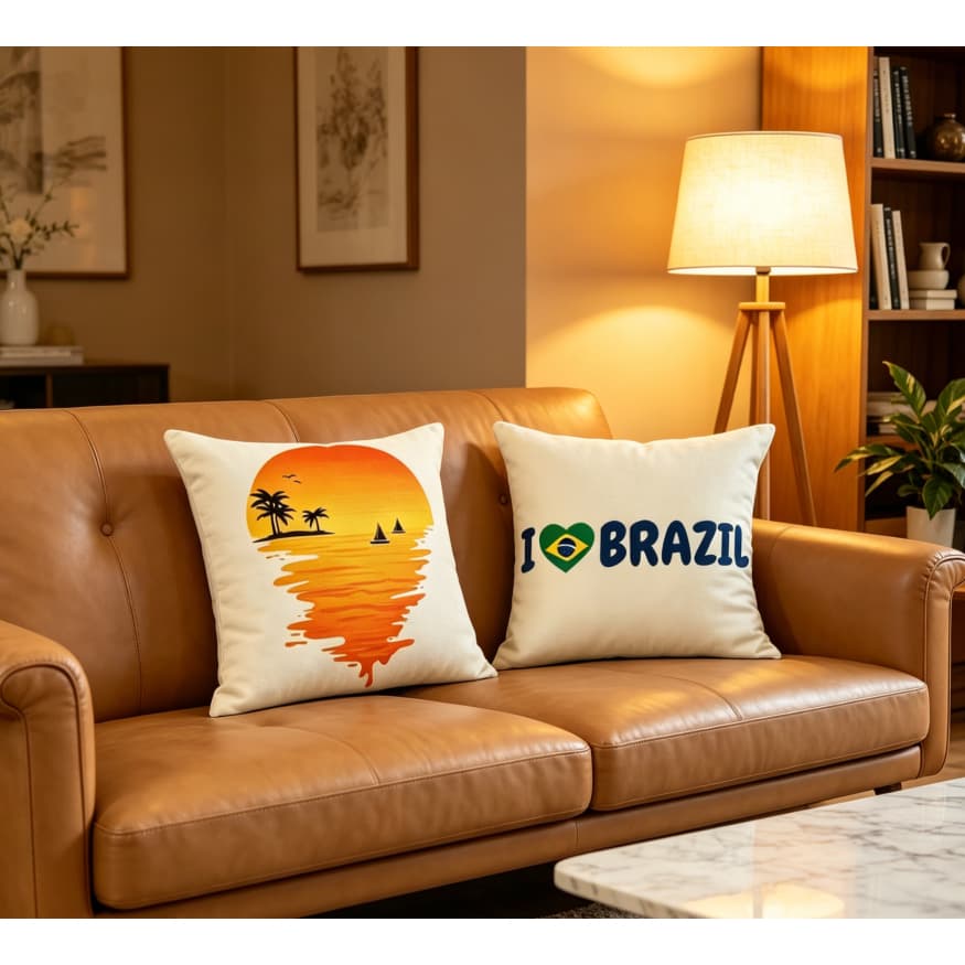 Almofada de Sofá Dupla Estampa Super Macia, Decoração Interna para Sala e Quarto, Tamanho Quadrado 40x40 e 45x45cm