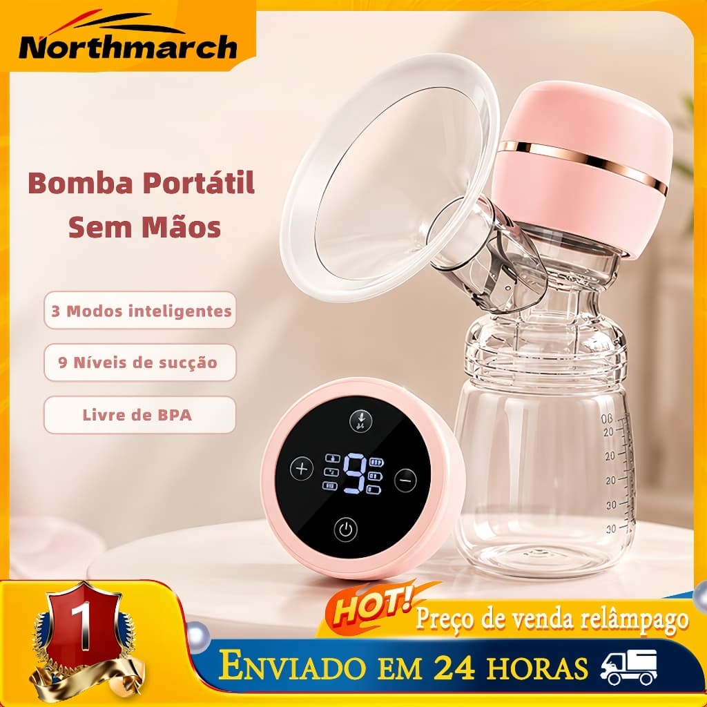 Extratora de Leite Materno Elétrica com Display LED Recarregável Alta Sucção