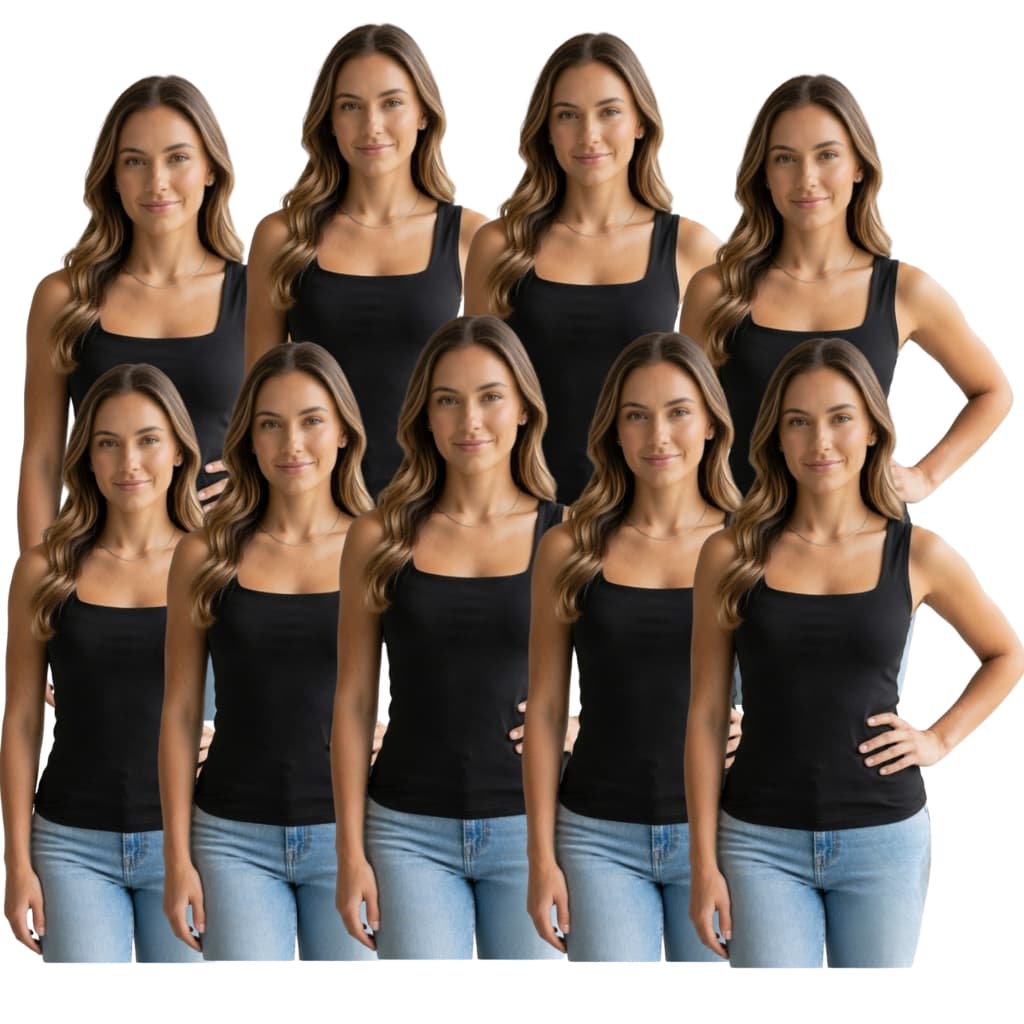 Kit com 9 Regata Feminina Forrada No Busto Viscolycra Não Transparente