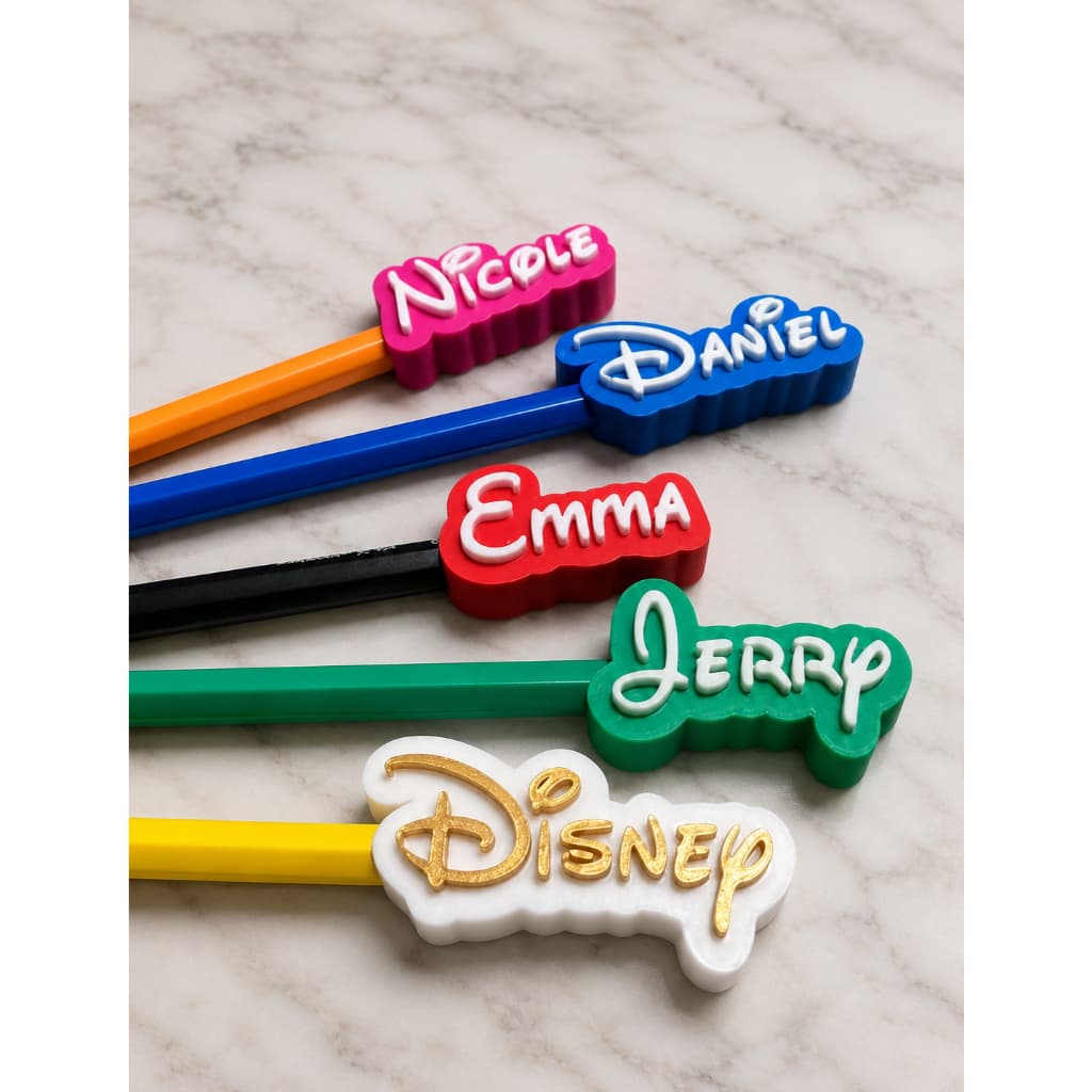 Kit Com 3 Ponteiras De Lápis Personalizado Estilo Disney 3D