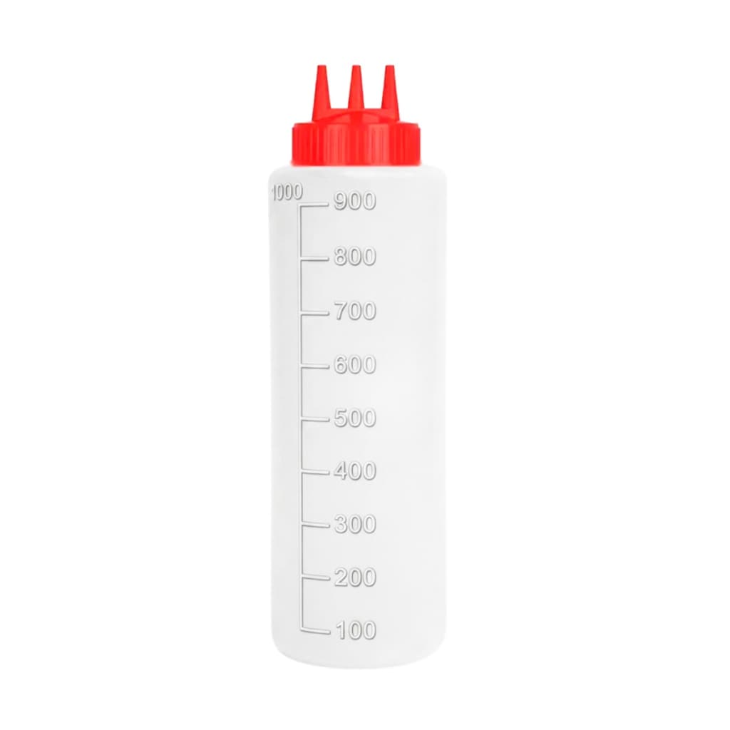 Kit 2 Bisnaga De Plástico Graduada 3 Bicos Para Molho 1 Litro Grande Profissional Cozinha Bar Restaurante