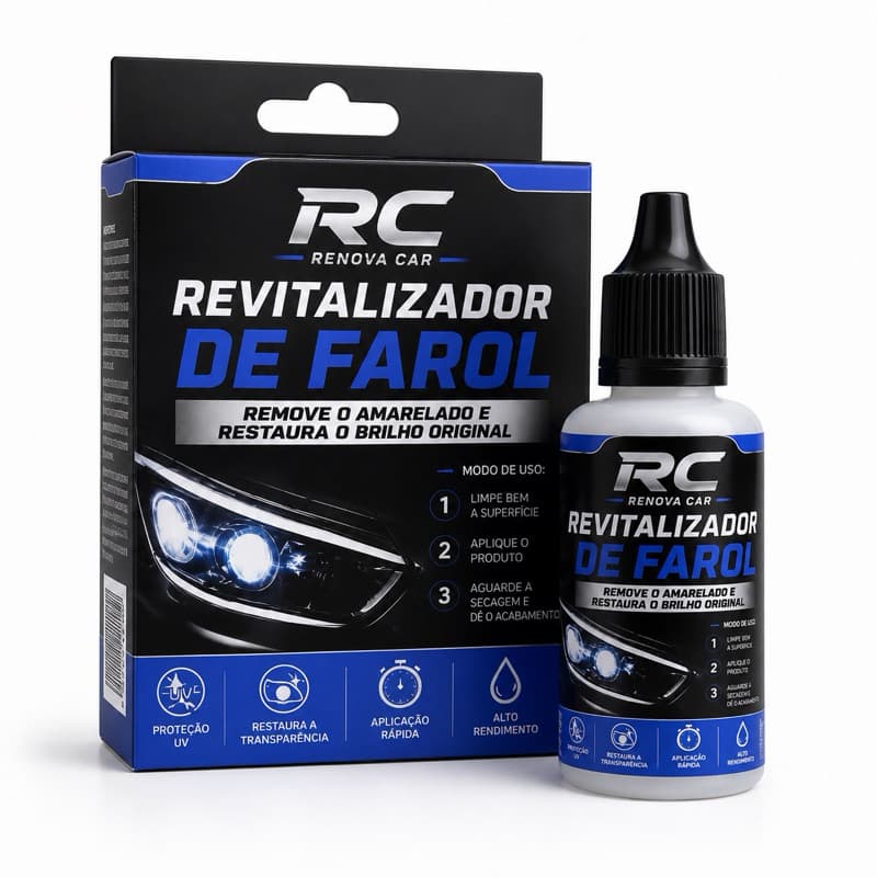 Revitalizador de Farol Remove Amarelado Aspecto Fosco Opaco Recupera Transparência e Brilho 30ml