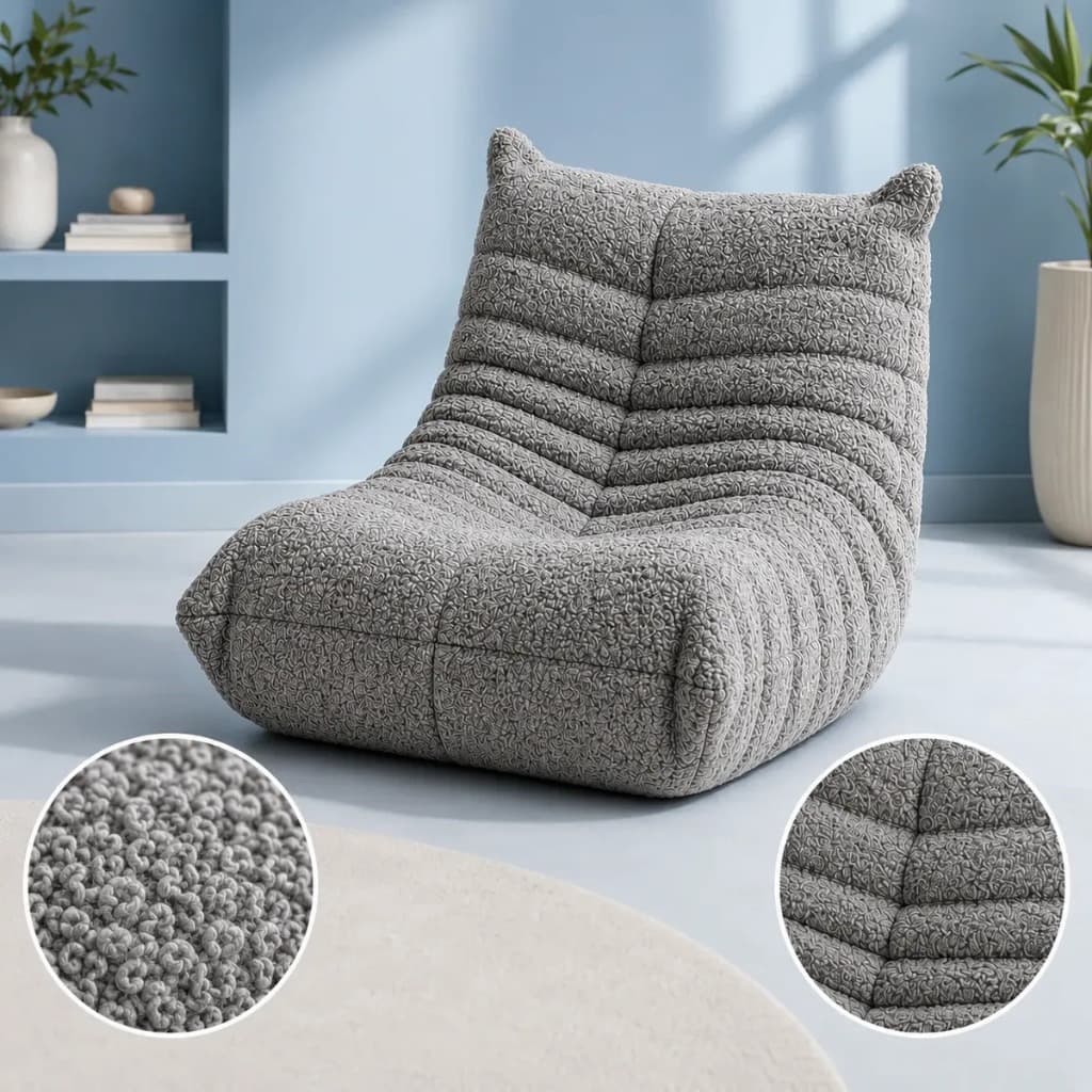 Puff Boucle Grande Sala Quarto Com Enchimento 1 Lugar Decor