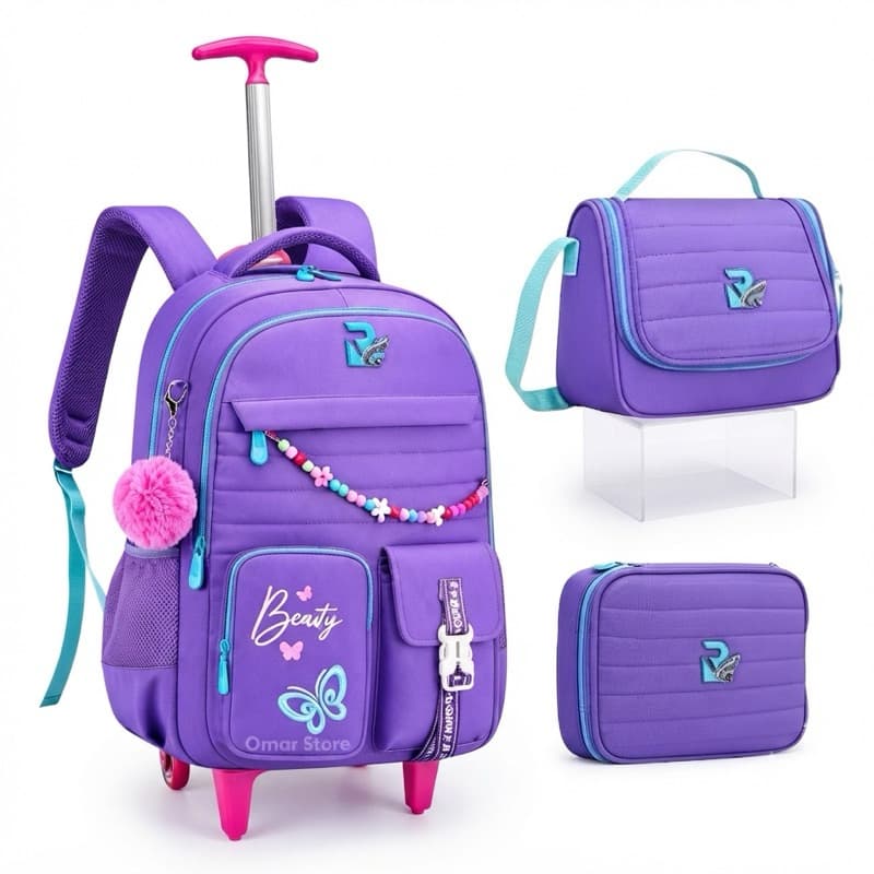 kit Mochila Com Rodinha Femenina Impermeável Alta Cualidade