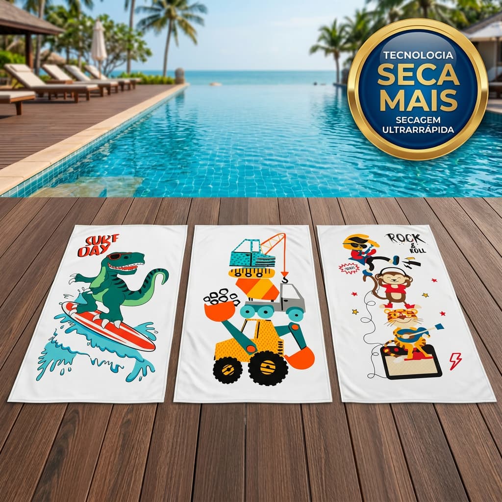 Toalha Infantil de Praia e Piscina Camesa Seca Mais menino 65x120cm
