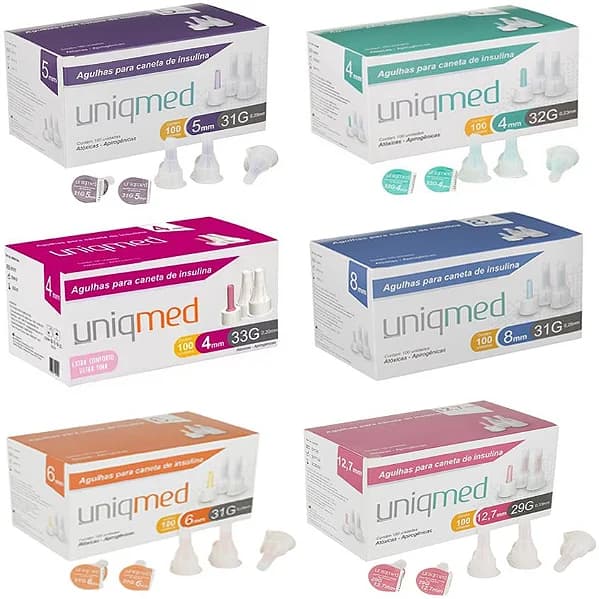 10 Agulhas para Caneta De Insulina / Peptídeos - UNIQMED