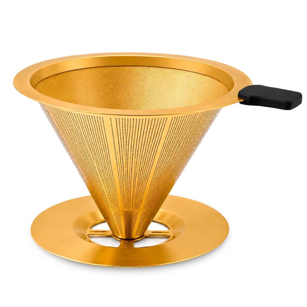 Coador Café Inox Dourado Filtro Pequeno Permanente Reutilizável Sem Uso Papel Xícara Jarra Passador