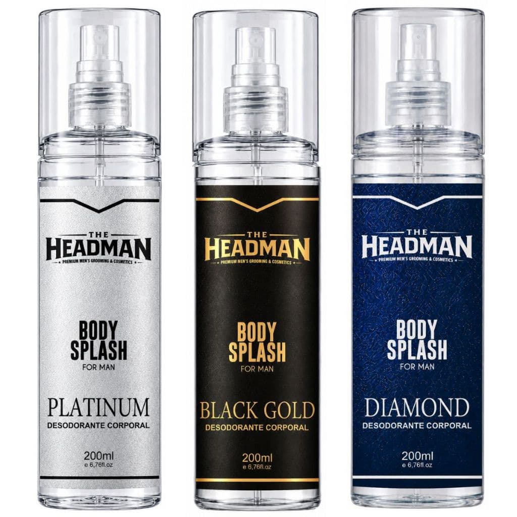 KIT COM 3 BODY SPLASH MASCULINO IMPORTADO - BLACK GOLD + PLATINUM + DIAMOND