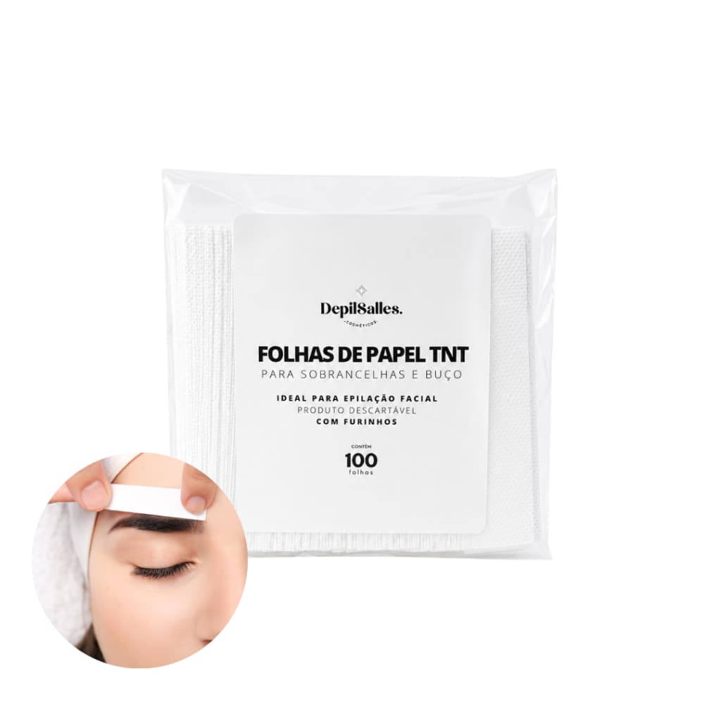 Pacote Folhas Papel TNT Depilação Sobrancelhas e Buço DepilSalles - 100 un