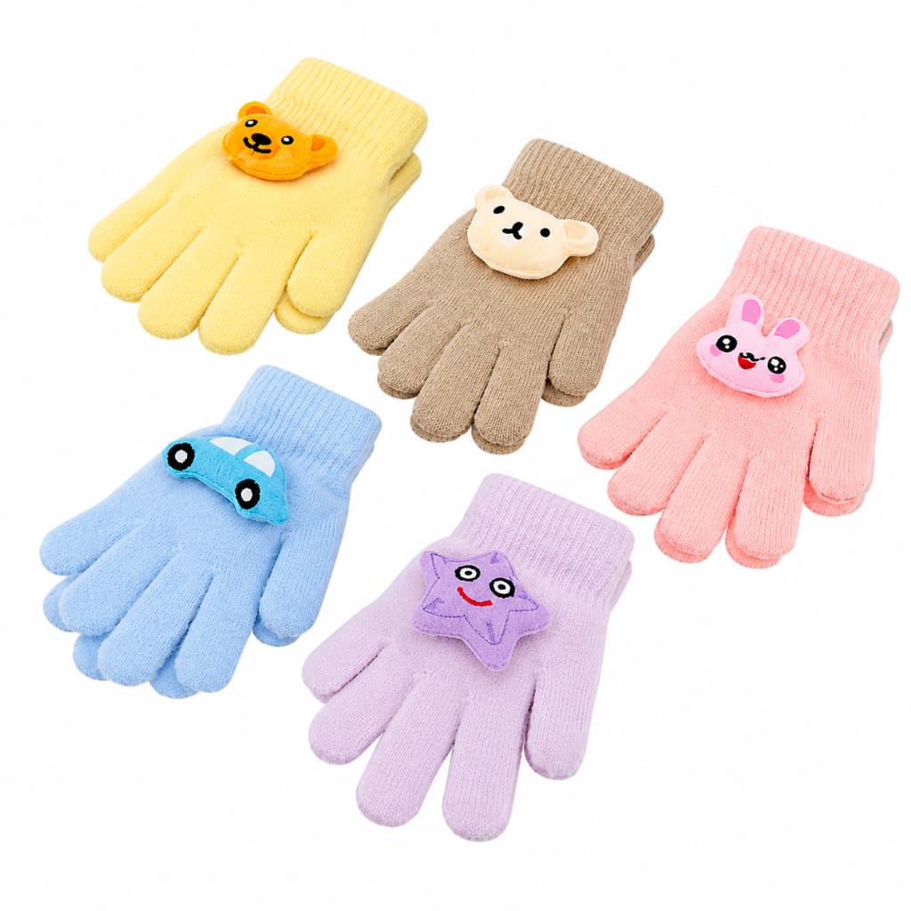 Luva Infantil de Inverno Tricô Térmica Macia Menino Menina 3D Antiderrapante 2 a 8 Anos