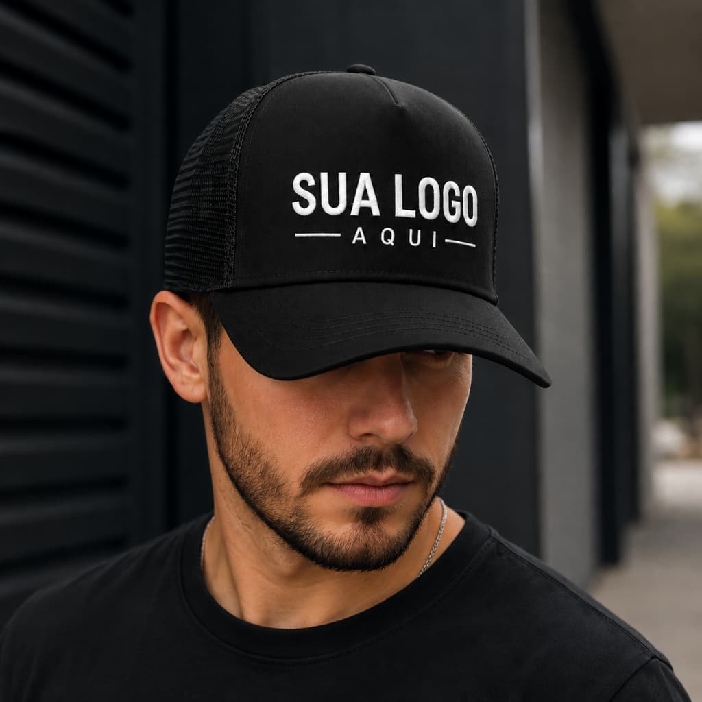 Boné Personalizado Com Sua Logo Trucker Premium Ajustável Unissex