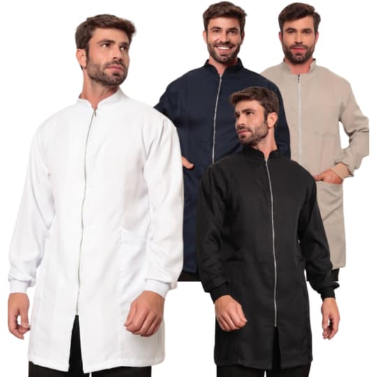 Jaleco Masculino Oxford Premium Zíper Punhos Veneto Várias Cores Gardenia Jalecos