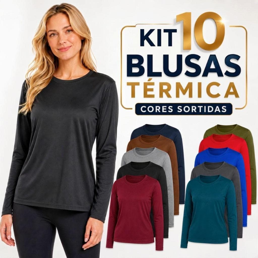 Kit 10 Blusas Proteção Térmica Feminina Lançamento Cores Sortidas Tam P Ao G3 Plus Size Verão