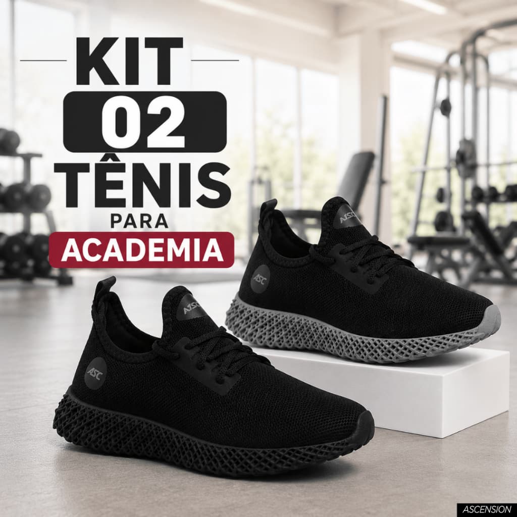 Kit 02 Tênis Unissex Para Academia Esportivo para Academia Treinos Crossfit Ascension Enerzy