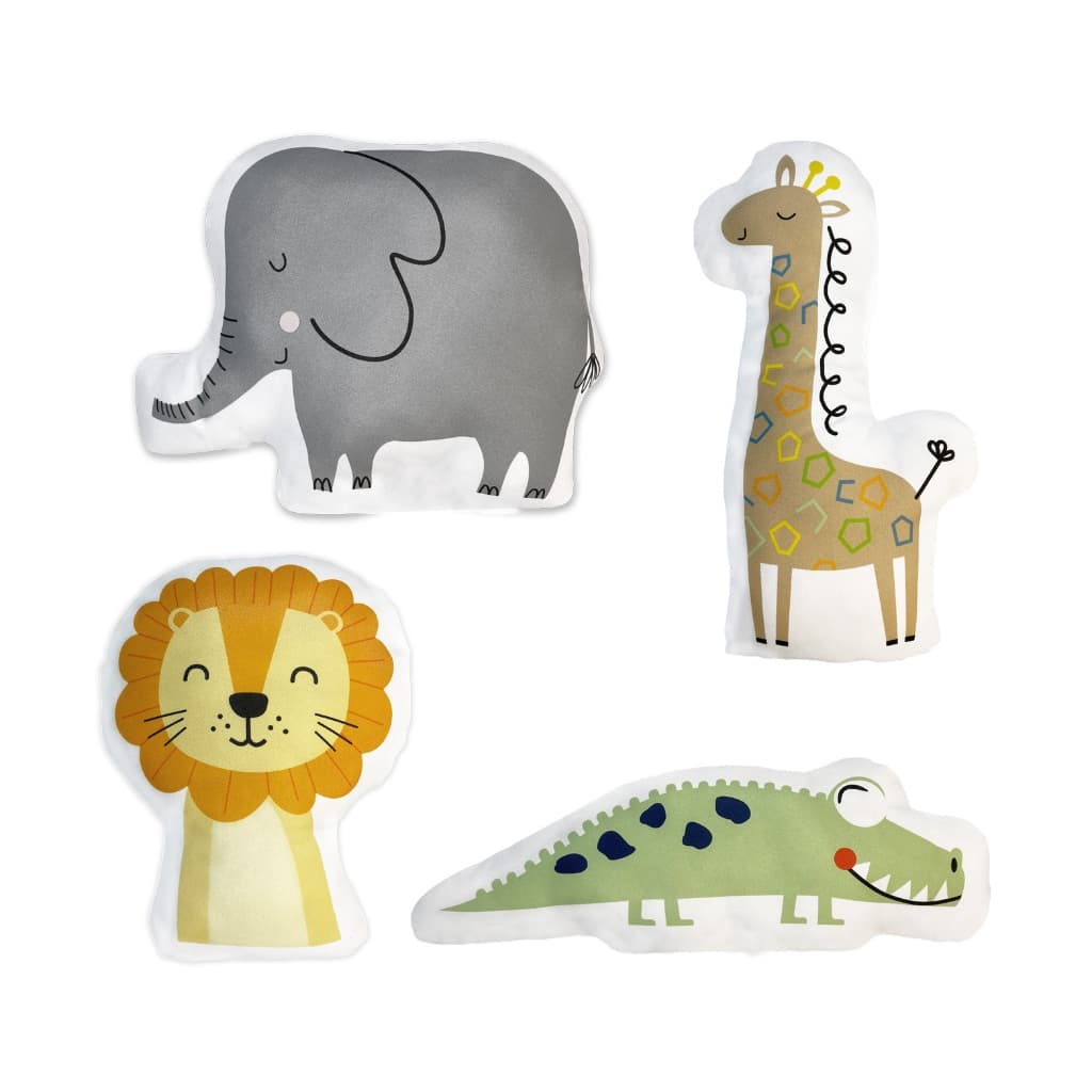 Kit Almofadas Infantil Safari - Elefante, Girafa, Leão e Jacaré
