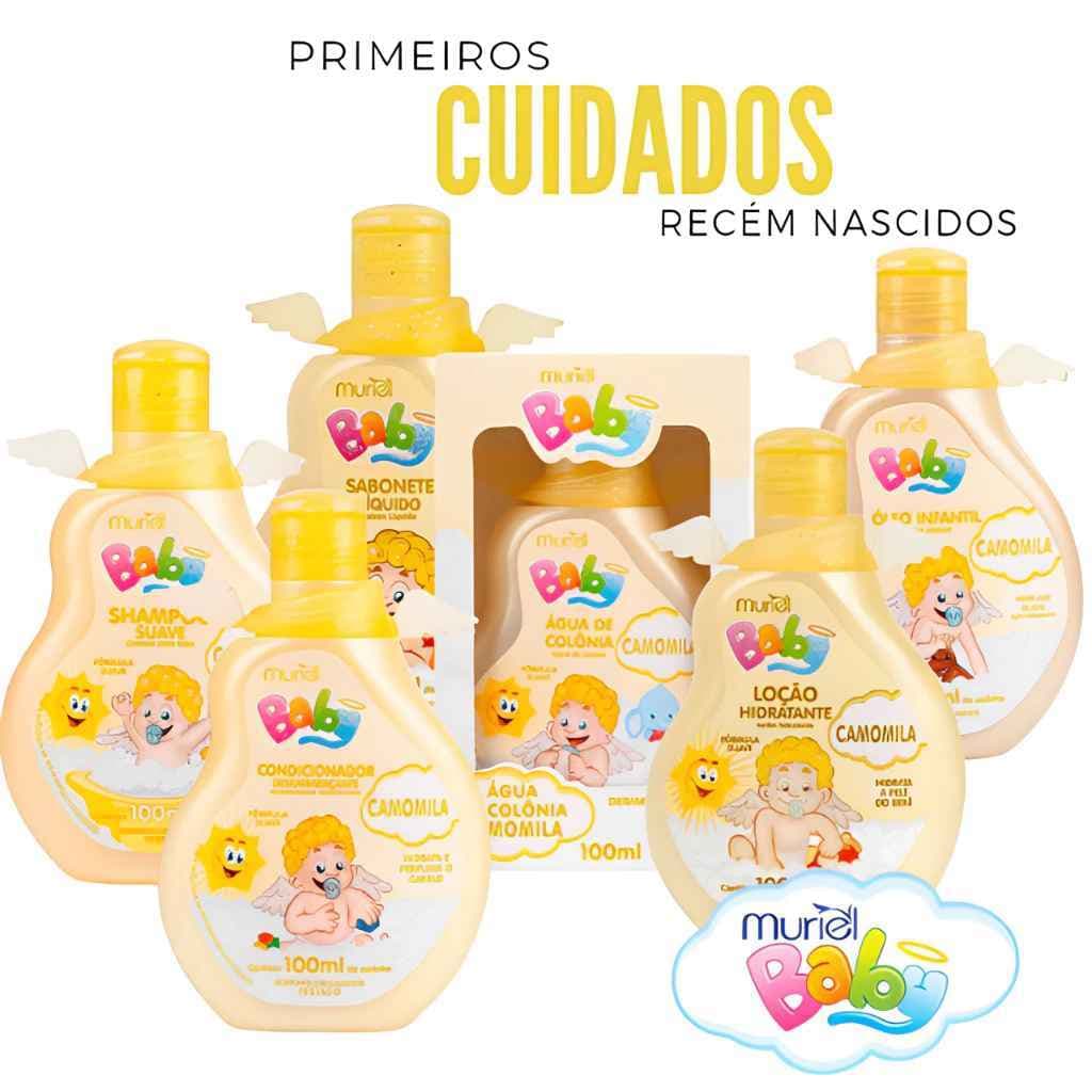 Kit 6 Peças Muriel Baby Camomila  Shampoo Condicionador Colonia Oleo Loção Hidratante sabonete Liquido 100 ml