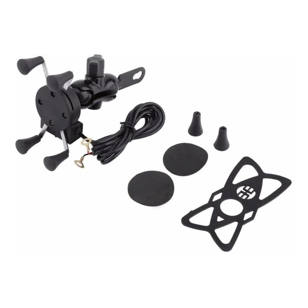 Suporte Celular Gps Aranha Com Carregador Usb Moto