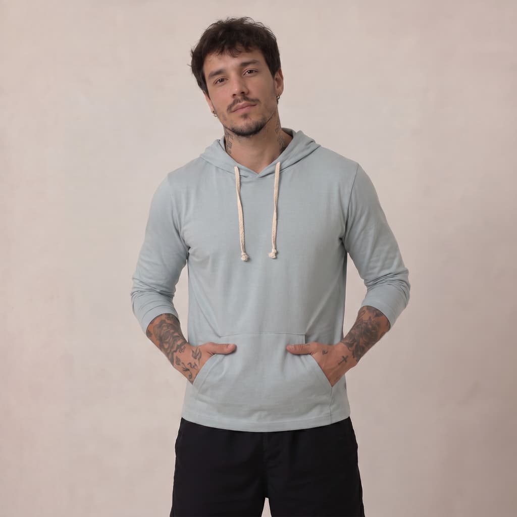Blusa Masculina Inverno com Capuz e Bolso Manga Longa Quentinha e Macia