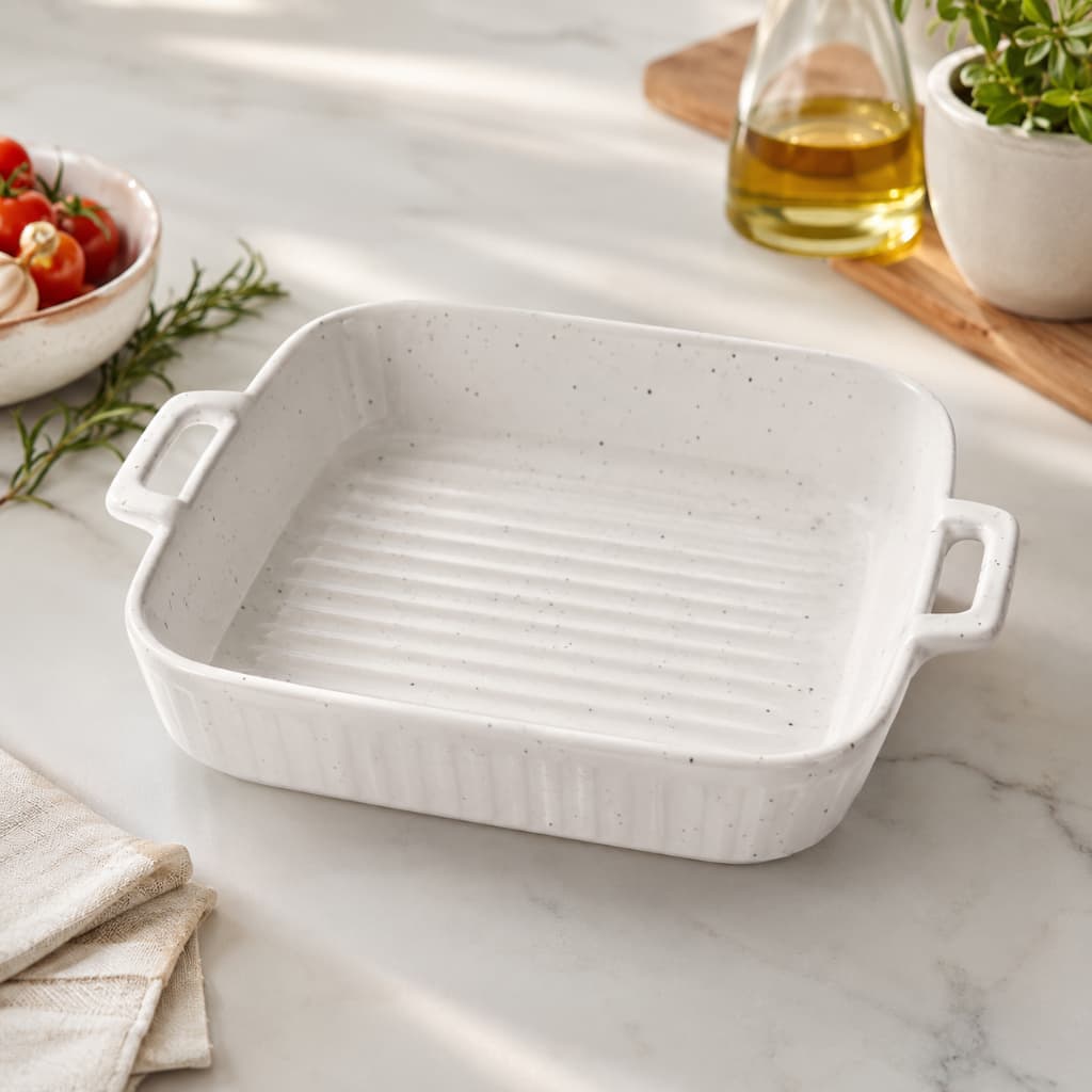 Travessa Refratária Cerâmica Com Alça 23cm Travessa de Forno para Mesa Posta