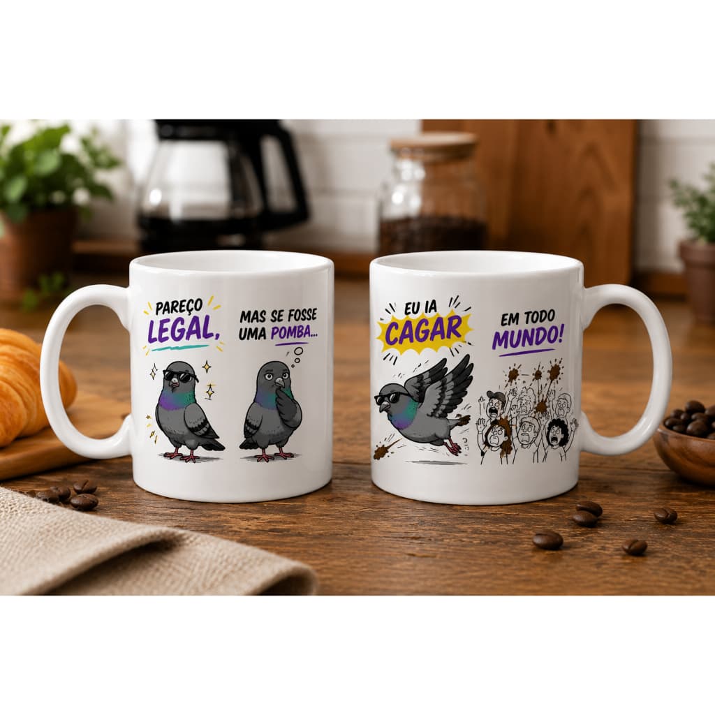 Caneca Divertida Engraçada Pareço Legal Mas Se Fosse Uma Pomba Eu Ia Cagar em Todo Mundo 325ml Presente