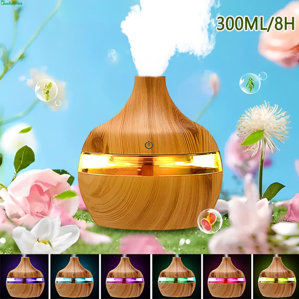 Umidificador Humidificador De Ar Difusor Elétrico Aromatizador De Ambiente Para Quarto Com Luzes Noturnas De 7 Cores