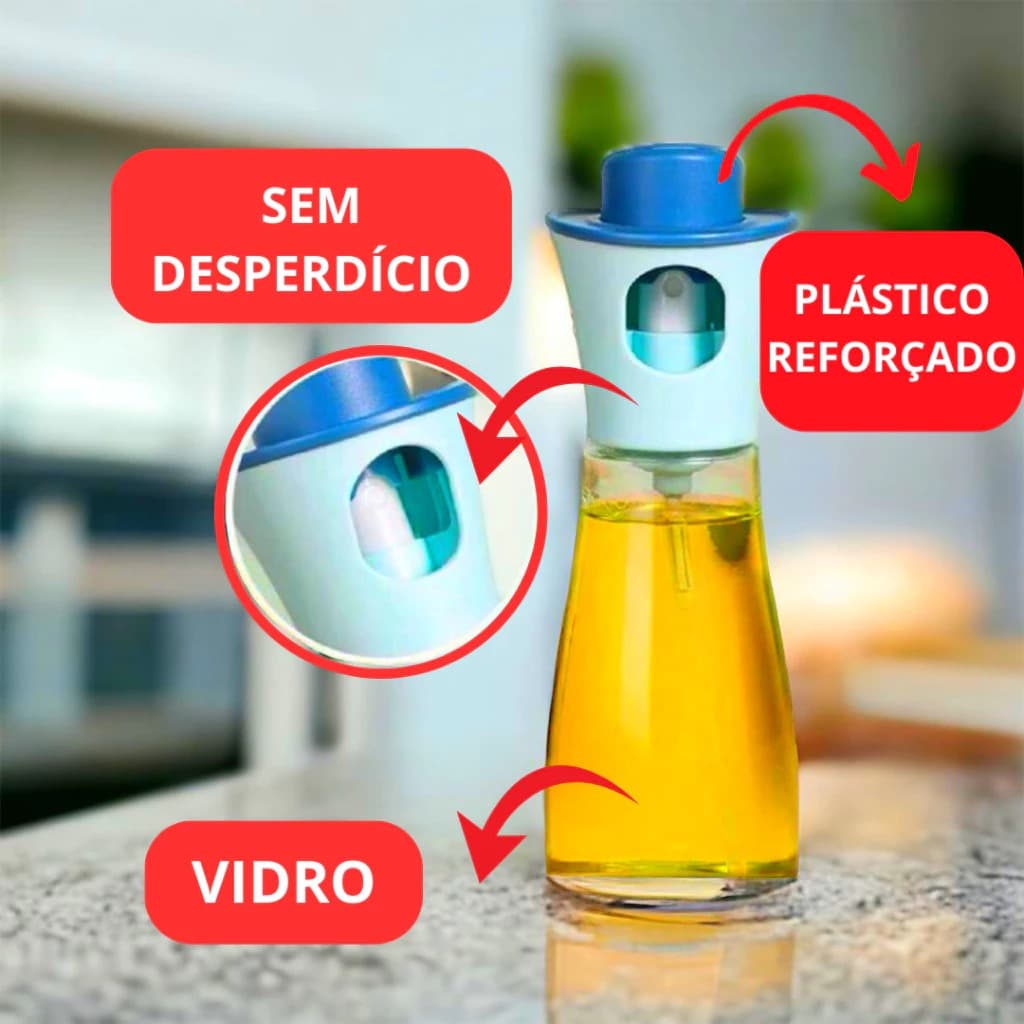 Borrifador Spray de Vidro 200ml Azeite Vinagre Óleo Pulverizador Galheteiro Tempero Cozinha Culinária Air Fryer