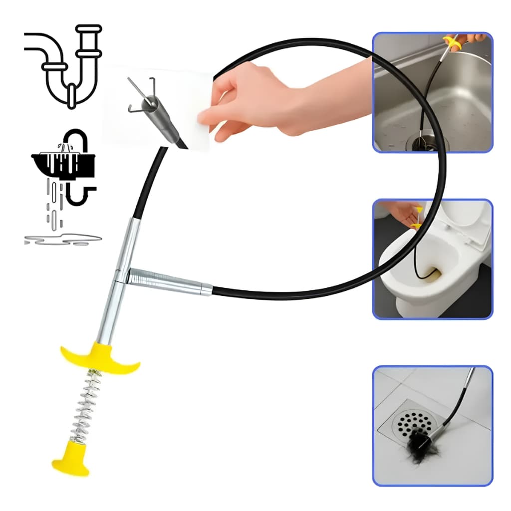 Desentupidor Flexível com Garras para Ralos Canos e Pias 90 cm