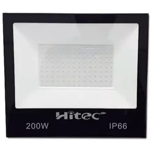 Refletor LED 200W Hitec 6500K Branco IP66 Preto Alumínio