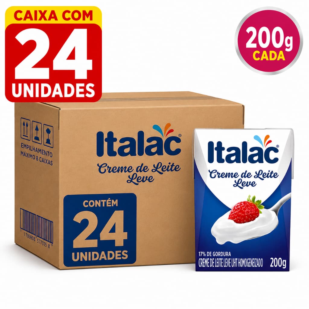Caixa 24un Creme de Leite ITALAC 200g - Atacado - Envio imediato