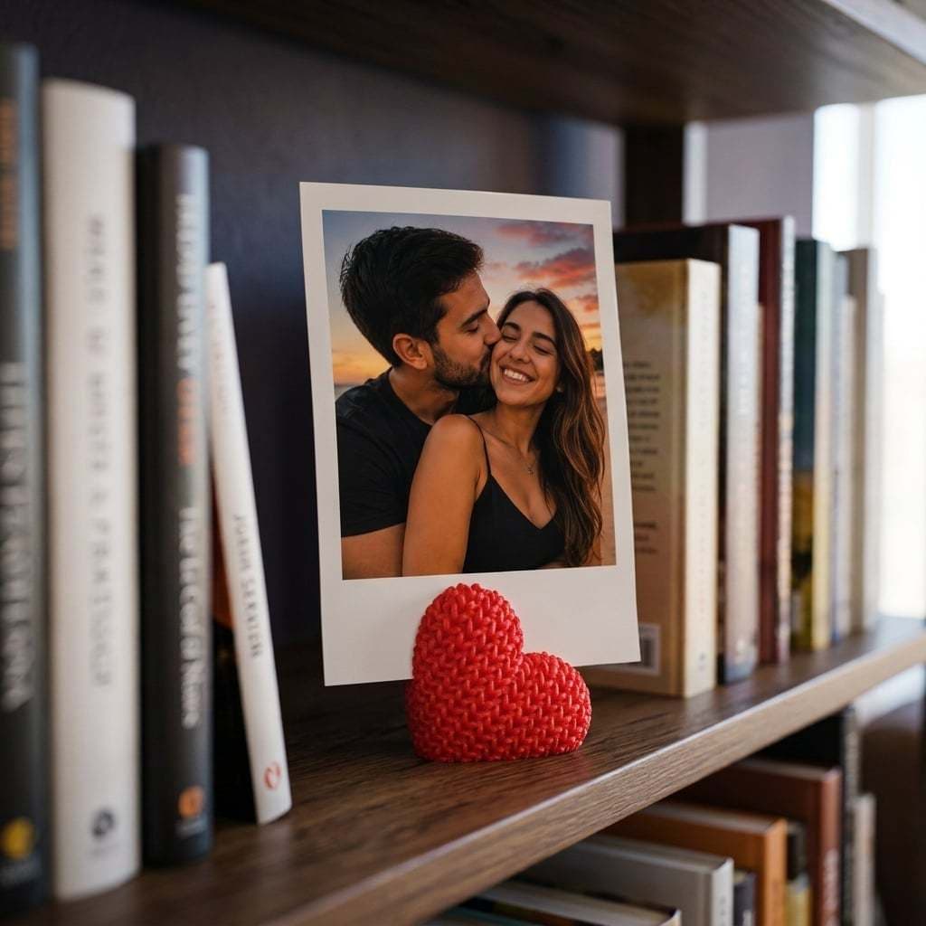 Porta-retrato moderno com design de coração para decoração criativa de estantes e quartos - Polaroid