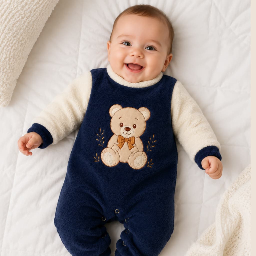 Macacão Longo Inverno Frio Plush Infantil Bebê