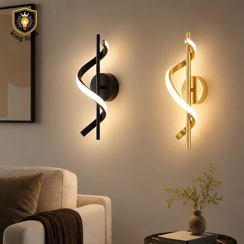 Luminária de Arandela LED Espiral Parede Moderna Adequado para iluminação de quartos e salas de estar.