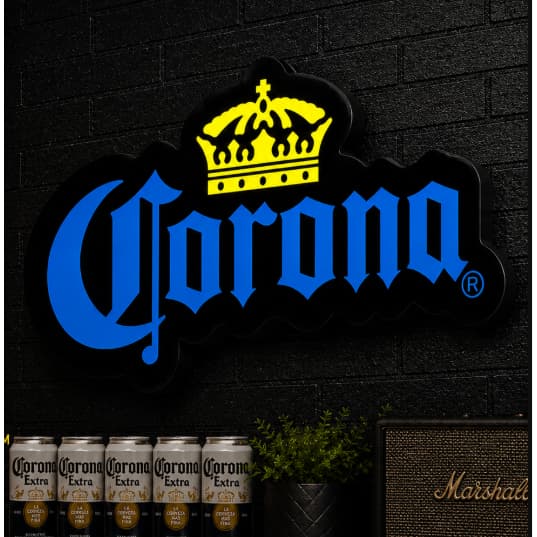 Luminoso CORONA Decorativo  1 LINHA | Letreiro Premium para Barbearia, Adega, Pub e Área Gourmet