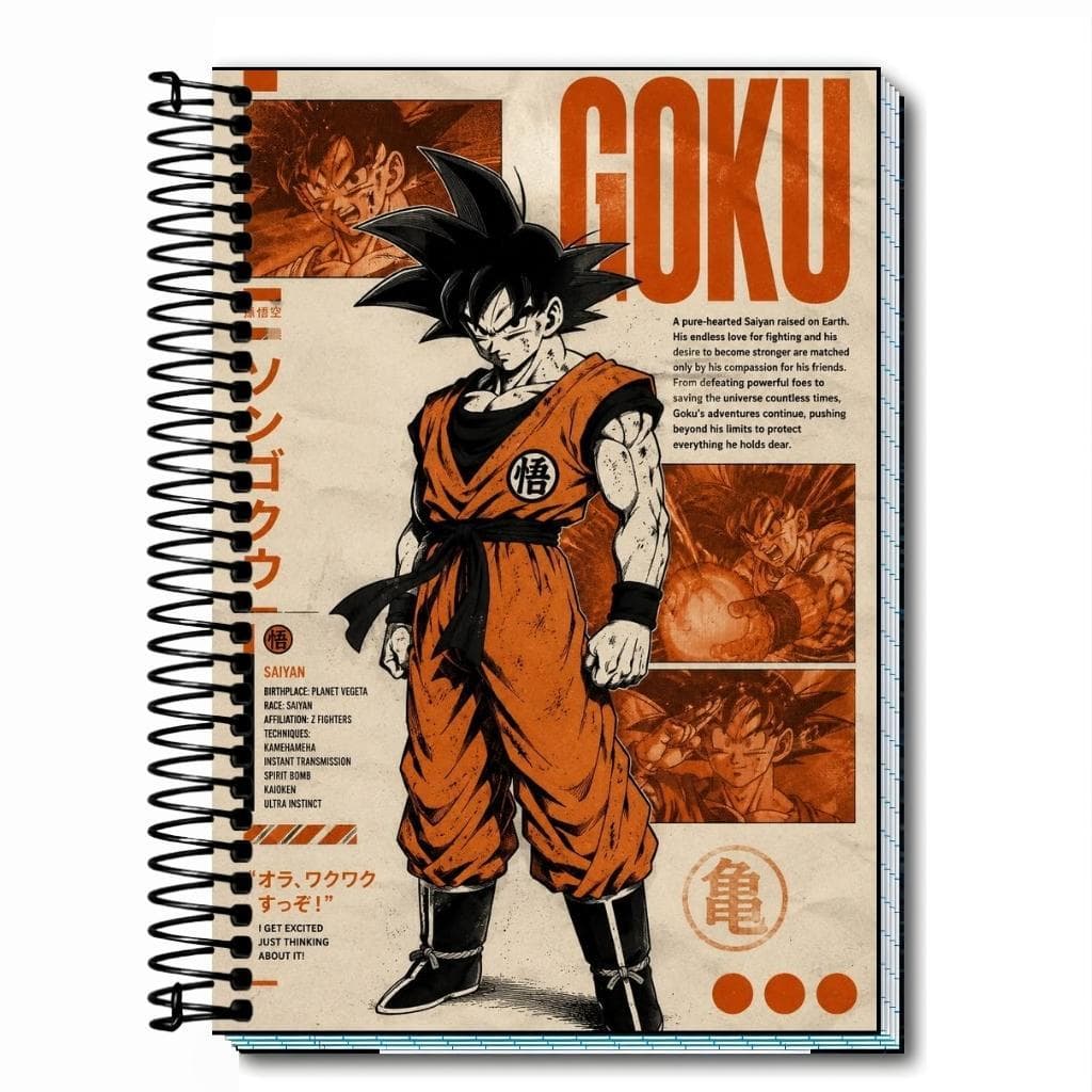 Caderno Escolar Universitário tema de dragon ball saga z  Capa Dura Personalizado 01 a 20 Matérias, goku