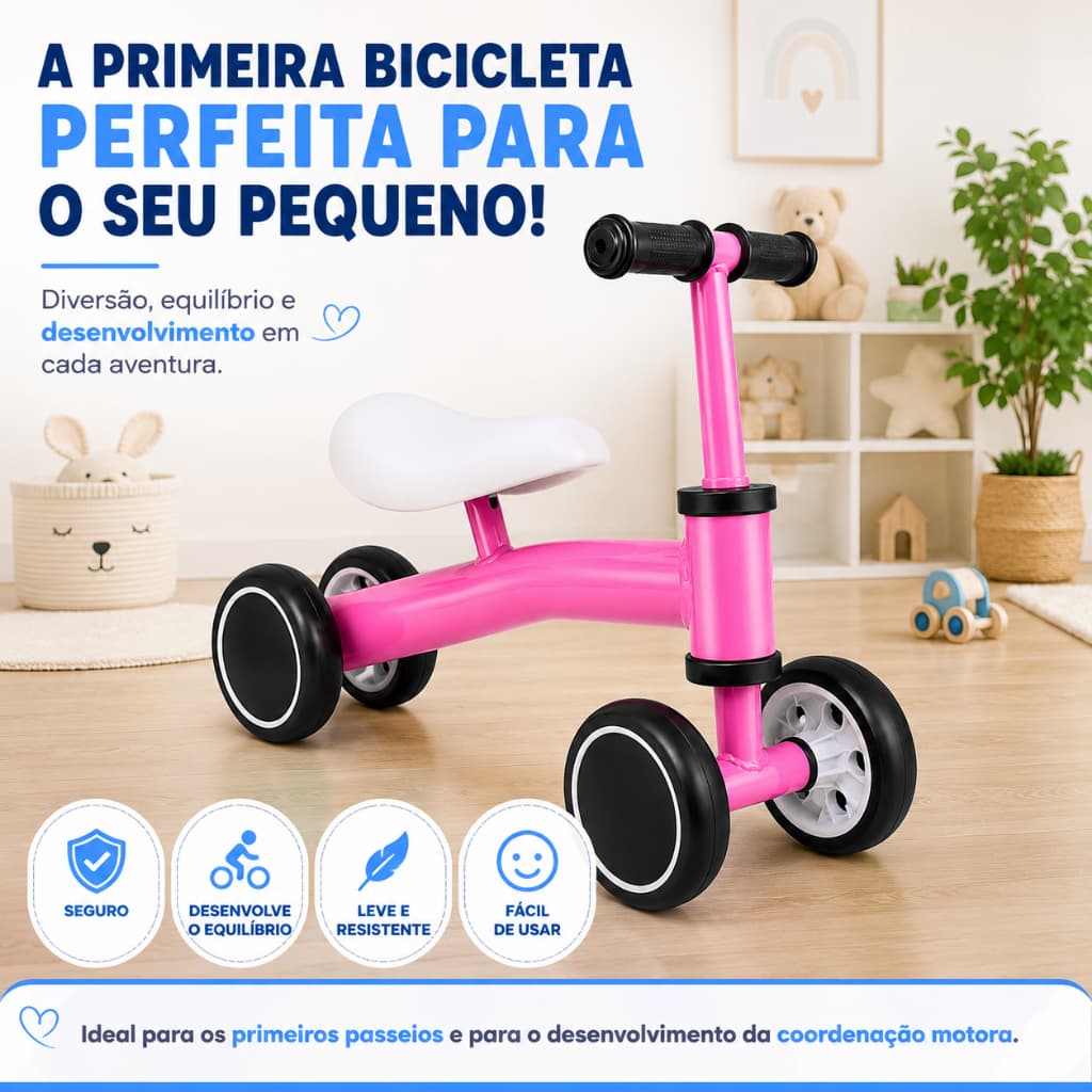 Bicicleta de Equilíbrio Infantil Sem Pedal Leve Resistente Desenvolvimento Motor