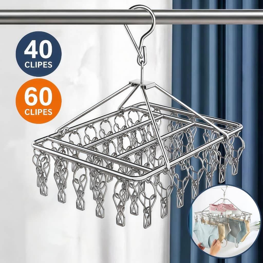 Varal Cabide Aço Inox Antiferrugem 40 60 Prendedores Secar Meias Calcinha