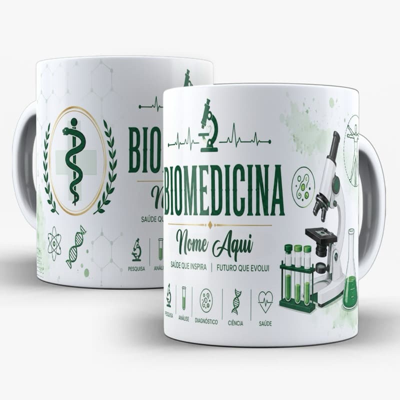 caneca xícara personalizada Biomedicina Biomed análise com nome