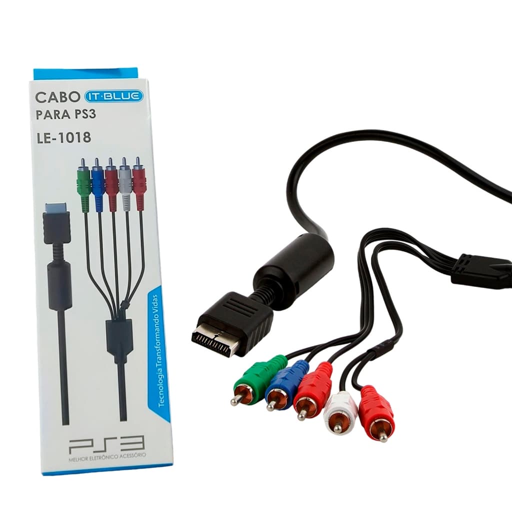 Cabo Vídeo Componente Ps2 Ps3 1080p 1.8m Melhore A Imagem Tv