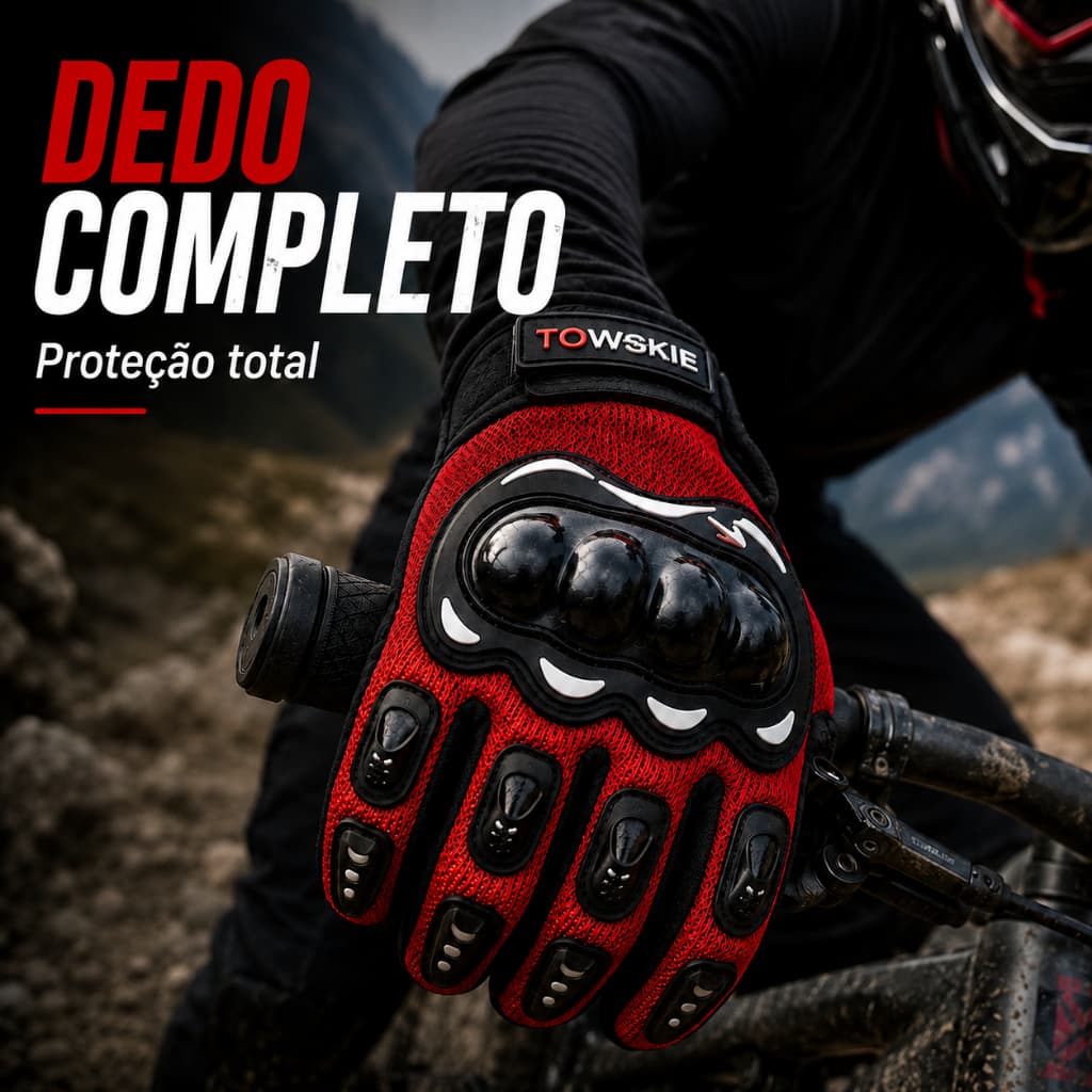 Luva Ciclismo Dedo Completo Anti Impacto Antiderrapante Respirável Proteção para Moto Bike