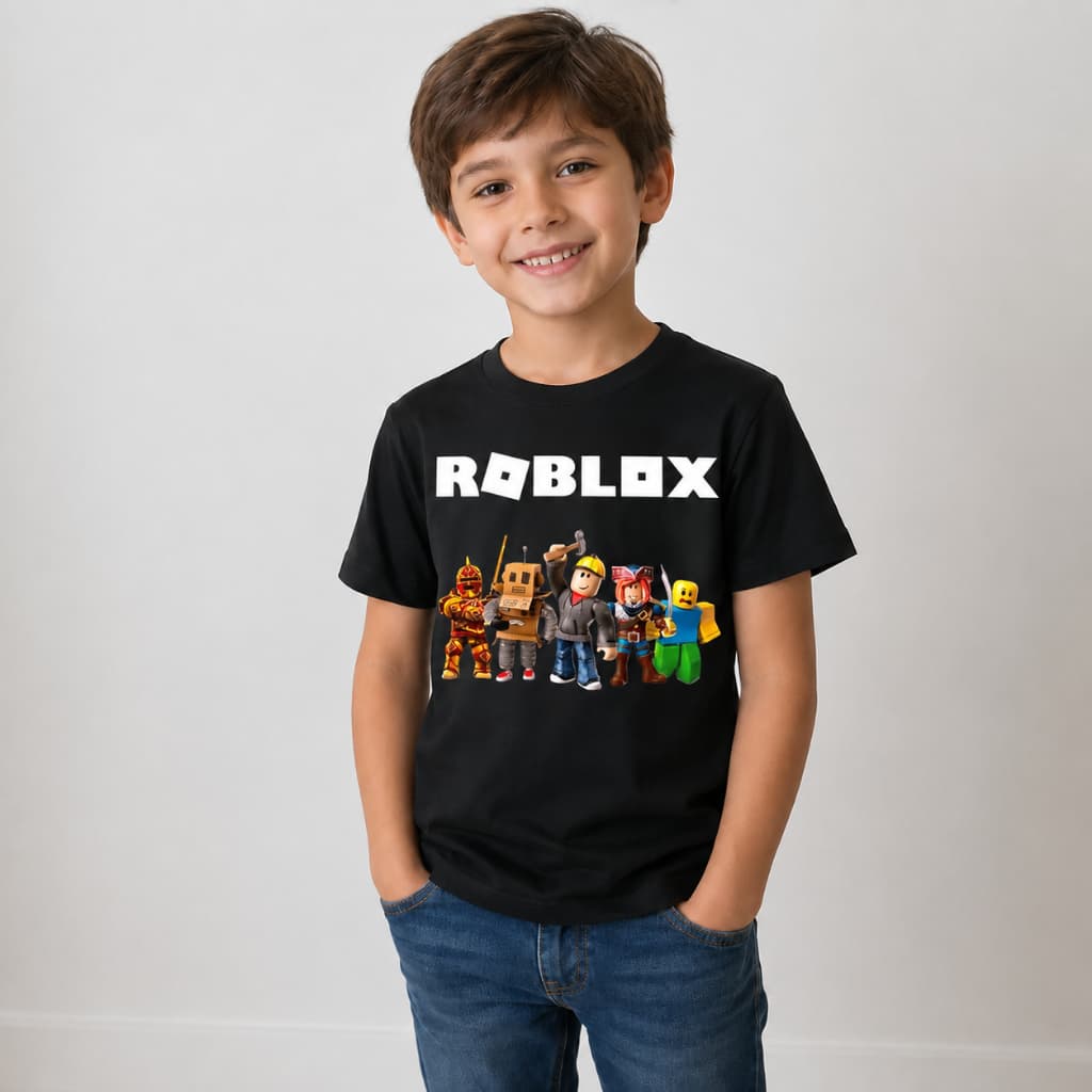 Camiseta Infantil Roblox Kids Adventure 100% Algodão Estampa Gamer DTF