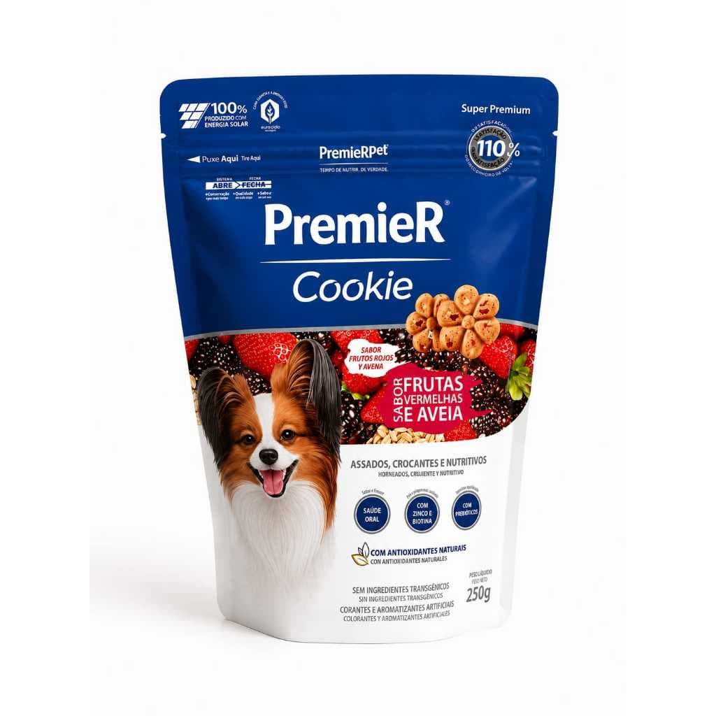 Biscoitos Premier Cookie para Cães Pequenos - Assado, Saudável e Nutritivo, Frutas Vermelhas 250g