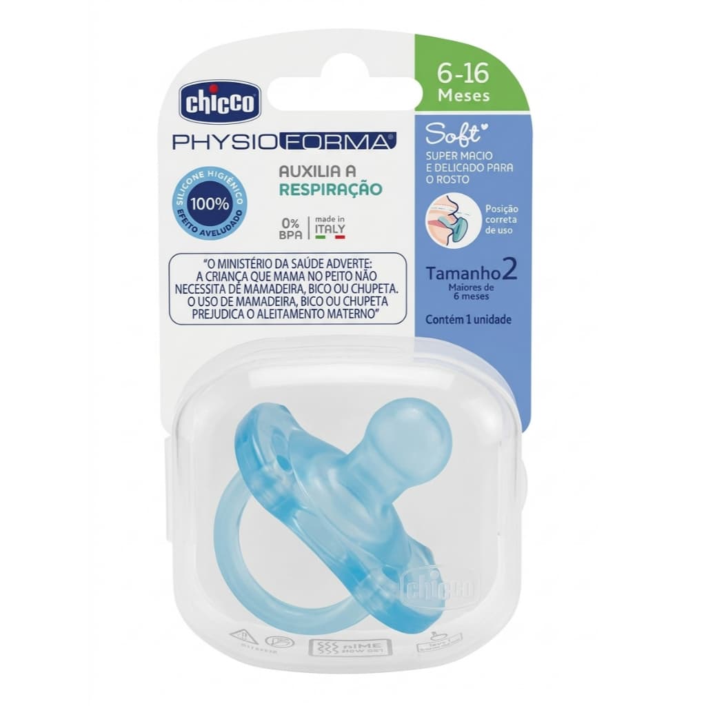 Chupeta Recém nascido Chicco Physio Soft Chupeta Silicone  6-16m Tamanho 2 Feito na Itália