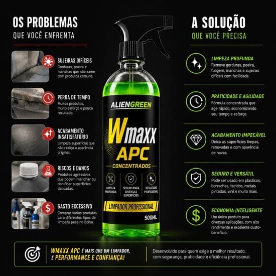 Limpa Estofado Automotivo Multiuso APC 500ml WMaxx Concentrado - Higienização Bancos Tetos